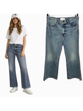 The Great. The Kick Bell Jean Size 30 Cliff Wash High Waist Wide Leg